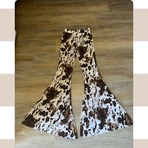 Cow Print Flare & Wide Leg Jeans